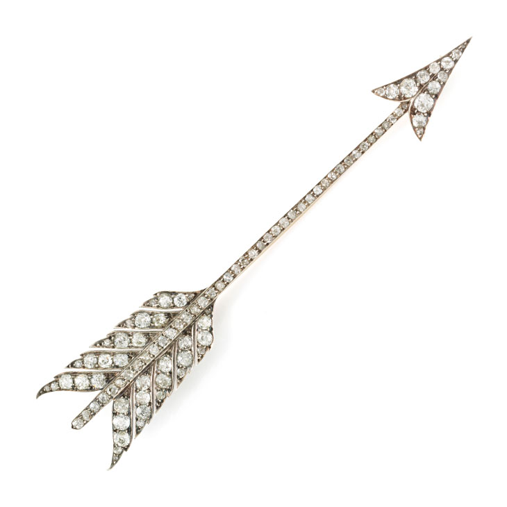 An Oversized Antique Diamond Arrow Brooch, 19th Century