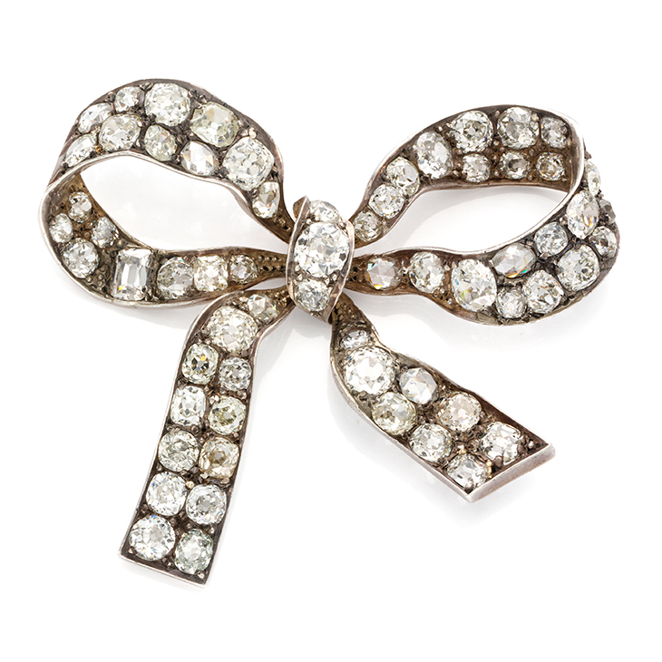 An Antique Diamond Bow Brooch, 19th Century