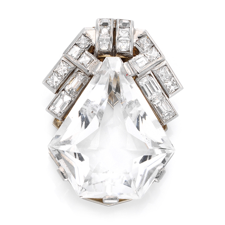 An Art Deco Rock Crystal and Diamond Clip Brooch, circa 1920