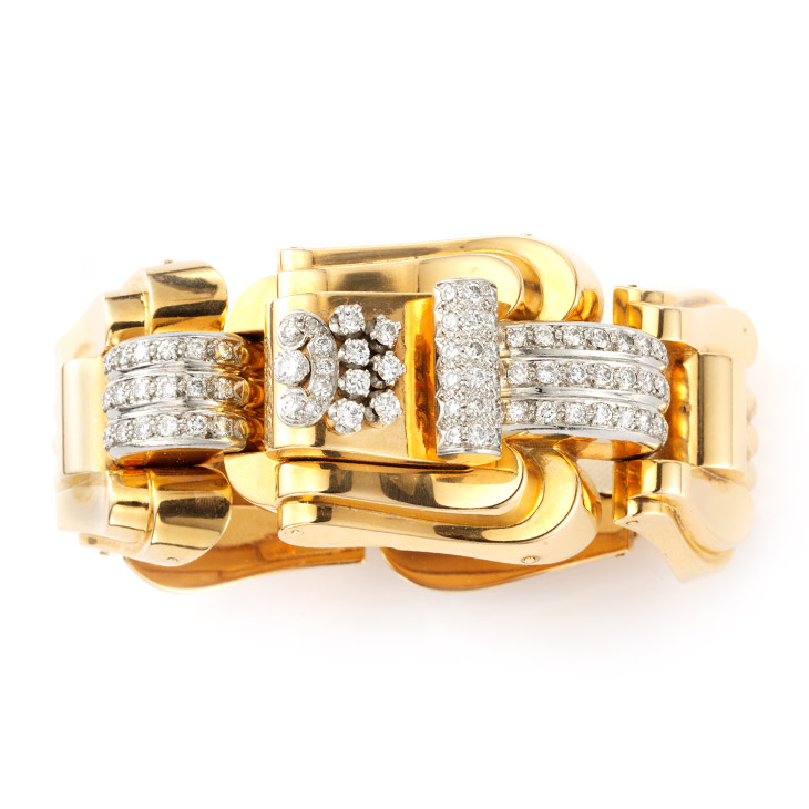 A Retro Diamond and Gold Bracelet Watch, circa 1940