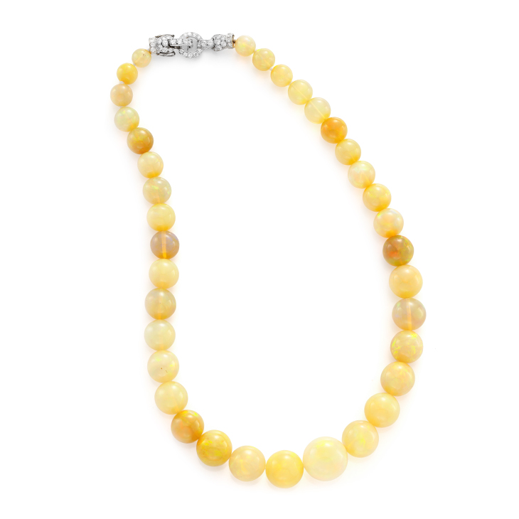 A Mother-of-Pearl and Argonite Bead Necklace by Taffin