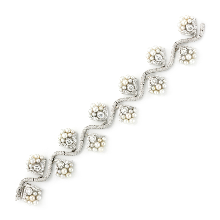 A Natural Pearl and Diamond Bracelet, by Bhagat