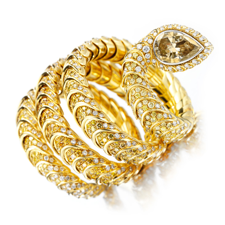 A Multi-colored Diamond and Gold Serpent Bracelet, by Hemmerle