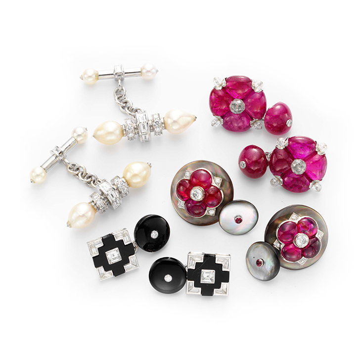 A Group of Multi-gem and Diamond Cufflinks, by Bhagat