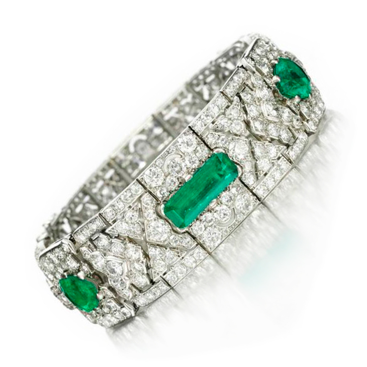 FD Gallery | An Art Deco Emerald and Diamond Bracelet, by Cartier ...