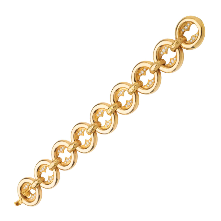A Gold and Diamond Circle Link Bracelet, by Cartier