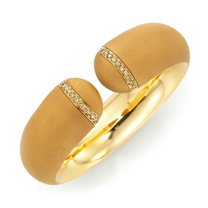 A Sandblasted Gold and Diamond 'Harmony' Cuff, by Hemmerle