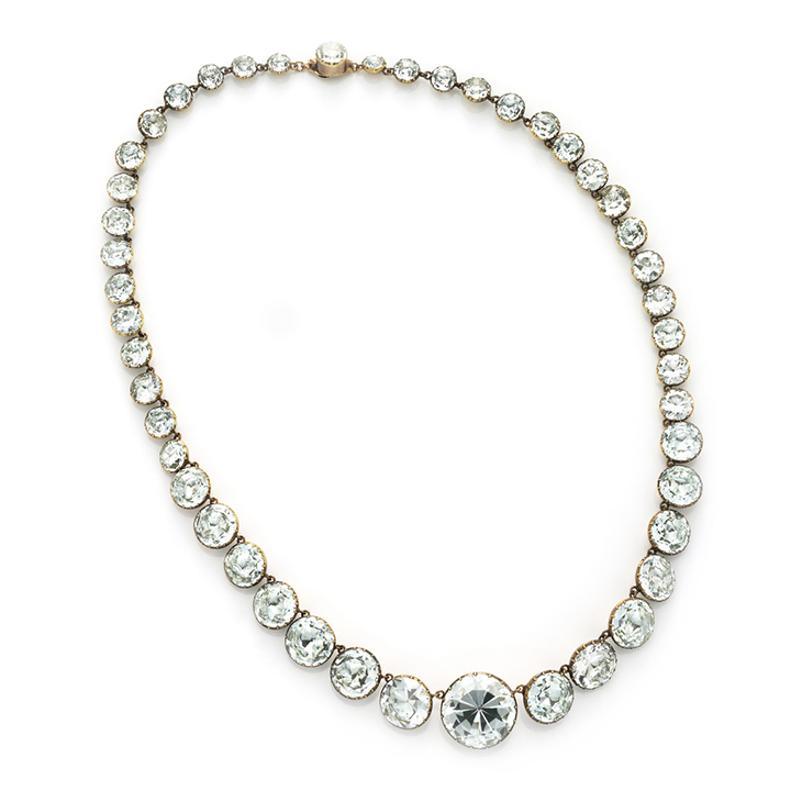 An Antique Aquamarine and Gold Riviere Necklace