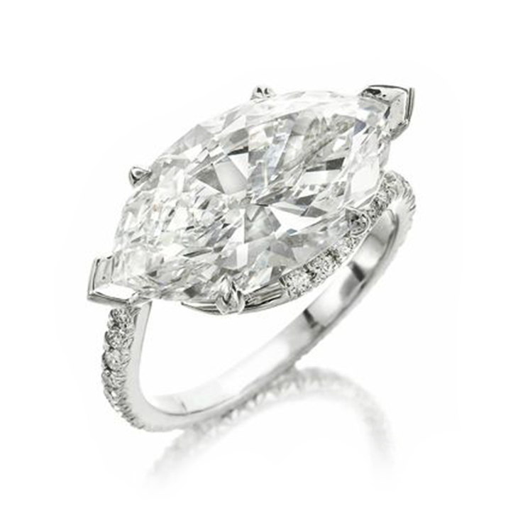 A Diamond Ring, Set with a Marquise-Cut Diamond