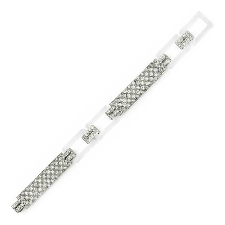 A Rock Crystal, Diamond and Platinum Bracelet, by Cartier