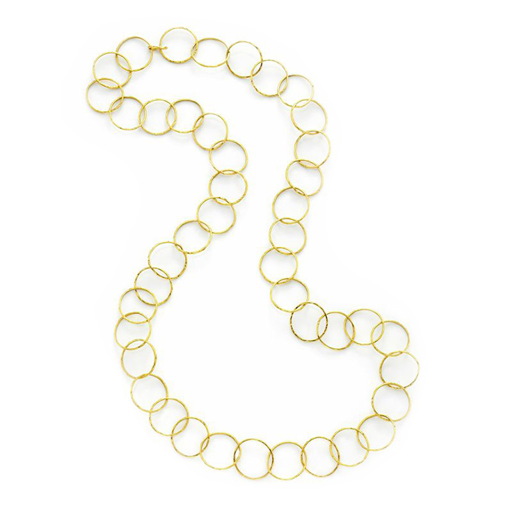 A Textured Gold Circular-link Long Chain Necklace, by Cartier, circa 1965