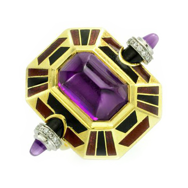 An Amethyst, Diamond and Enamel Ring, by Cartier, circa 1970