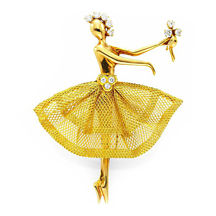 A Gold and Diamond 'Ballerina' Brooch, by Van Cleef & Arpels, circa 1940