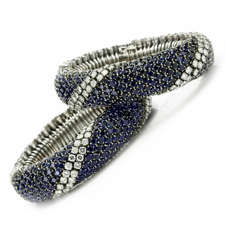 A Pair of Sapphire and Diamond 'Pelouse' Bracelets, by Van Cleef & Arpels, circa 1960