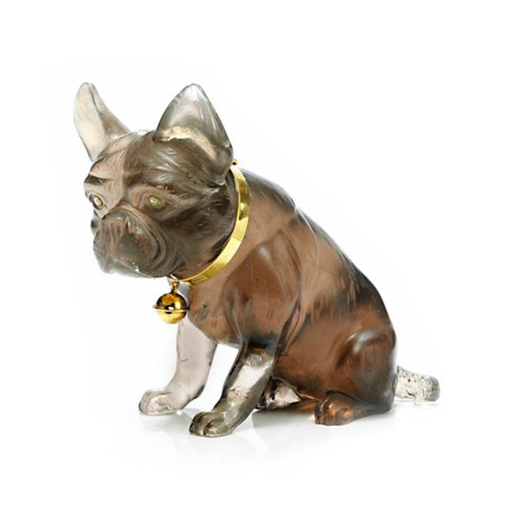 A Smokey Quartz, Diamond and Gold Dog Sculpture, by Asprey