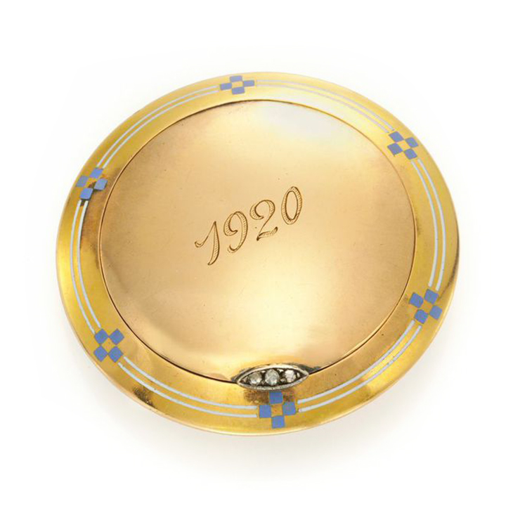 An Art Deco Enamel, Gold and Diamond Pillbox, by Cartier, circa 1920