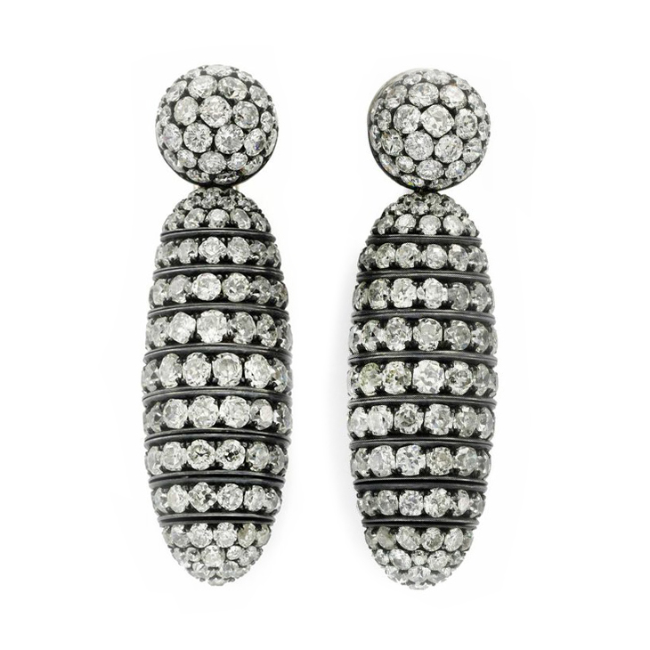 A Pair of Old European-cut Diamond Ear Pendants, by Hemmerle