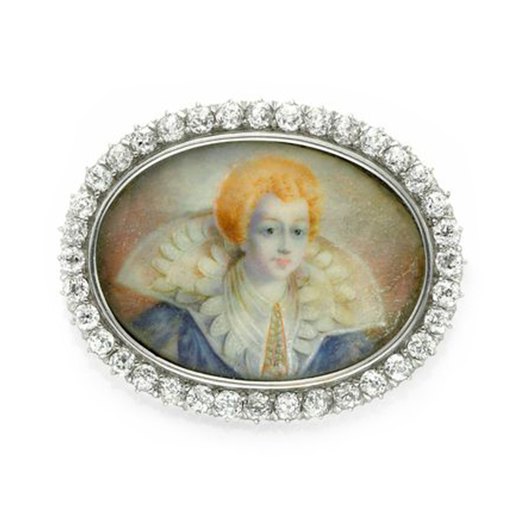 A Miniature Portrait and Diamond Brooch, by Tiffany & Co.
