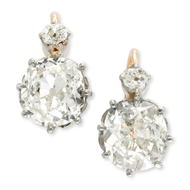 Fd Gallery A Pair Of Antique Old Mine Cushion Cut Diamond Ear
