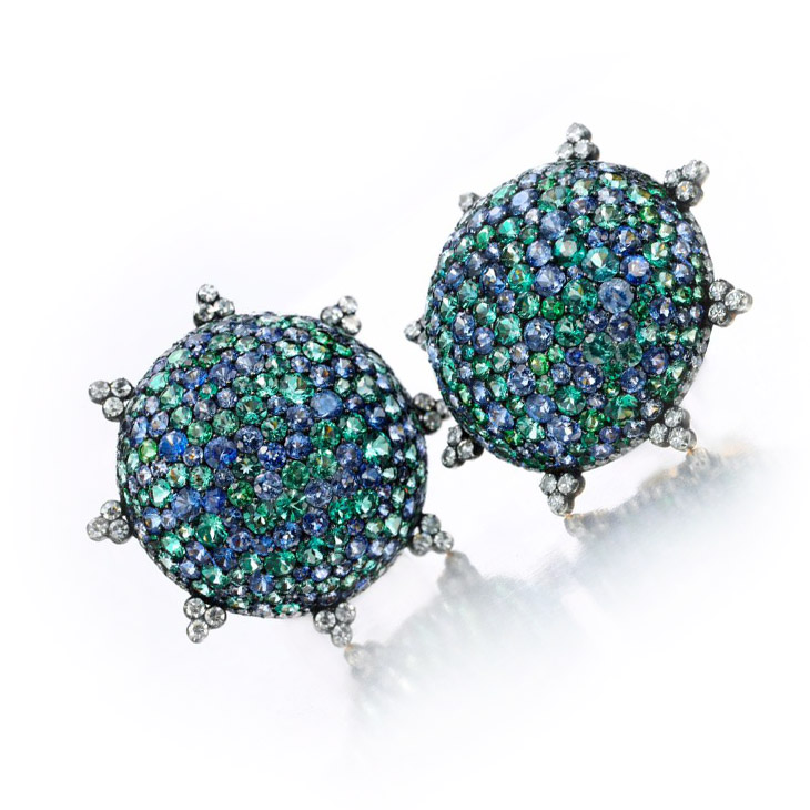 A Pair of Sapphire and Diamond Ear Clips, by JAR