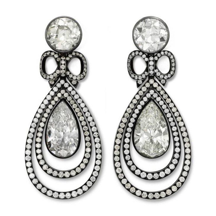 A Pair of Diamond Ear Pendants, by Hemmerle