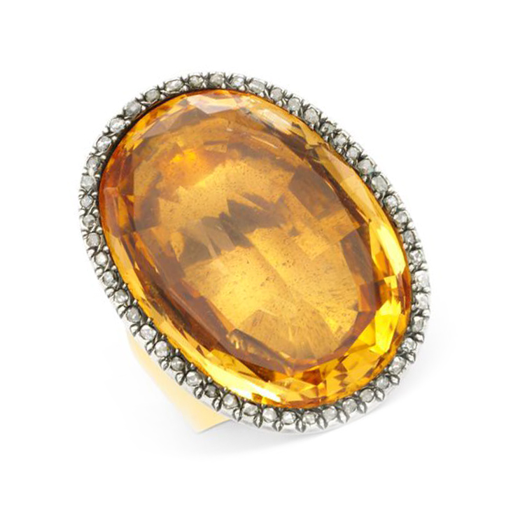 An Antique Citrine and Diamond Ring, circa 19th Century