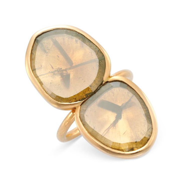 A Twin-stone Colored Diamond Ring