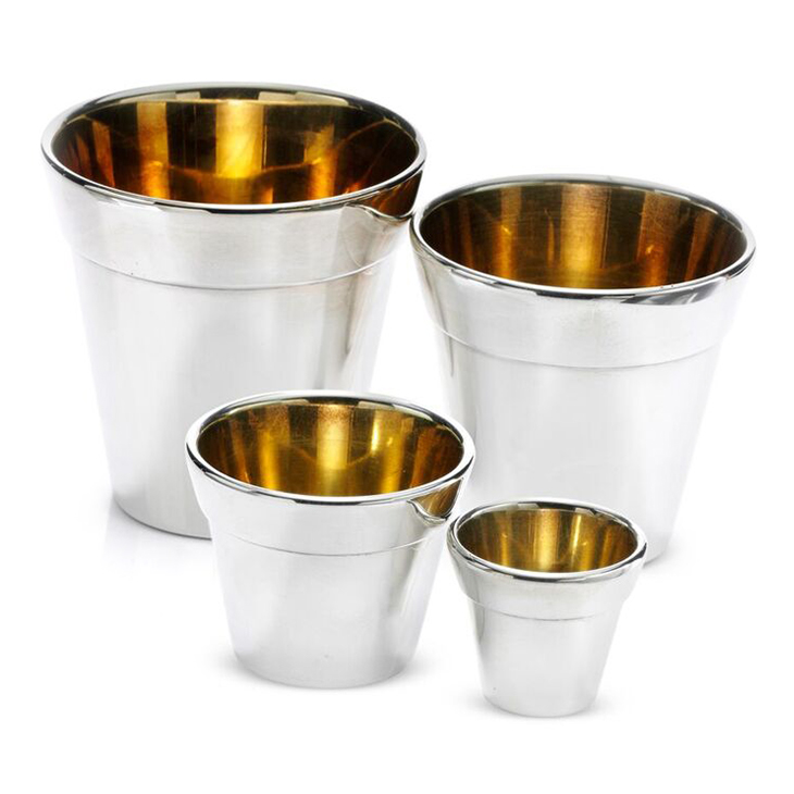 A Set of Four Sterling Silver 'Flower Pot' Vases, by Bulgari, c.1990