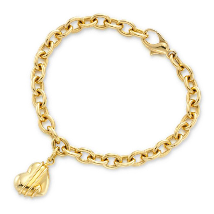 A Gold Heart Charm Bracelet, by Tiffany & Co.