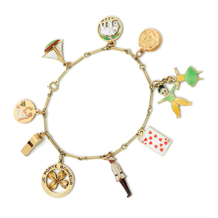 A Gold and Enamel Charm Bracelet, circa 1930
