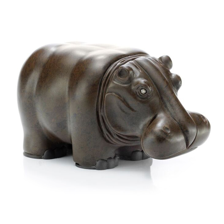 A Carved Obsidian and Diamond Hippopotamus Sculpture, by Hemmerle