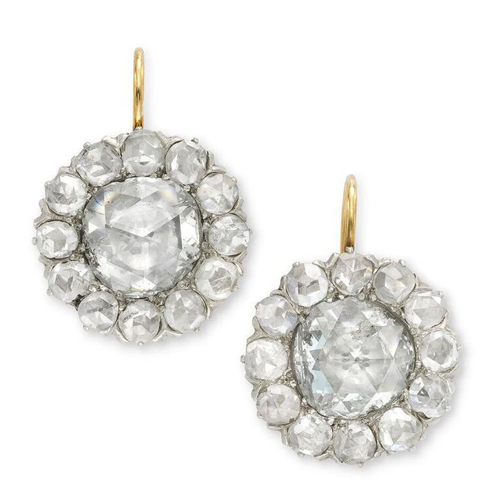 A Pair Of Antique Rose Cut Diamond Cer Earrings A Pair Of Antique Rose Cut Diamond Cer Earrings