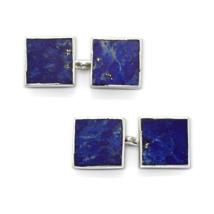 A Pair of Lapis Lazuli and Platinum Cufflinks, by Cartier, circa 1920