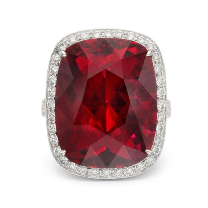 A Rubellite Tourmaline and Diamond Ring, of approximately 25.00 carats