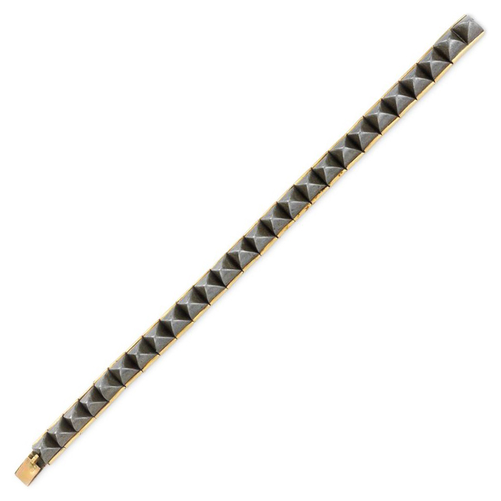 A Hematite and Gold Pyramidal Bracelet, circa 1940