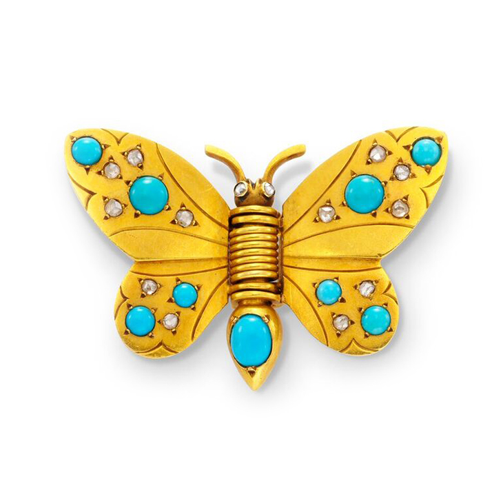 A Turquoise and Diamond Butterfly Brooch, by Boivin, circa 1937