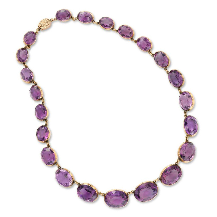 An Antique Amethyst and Gold Riviere Necklace