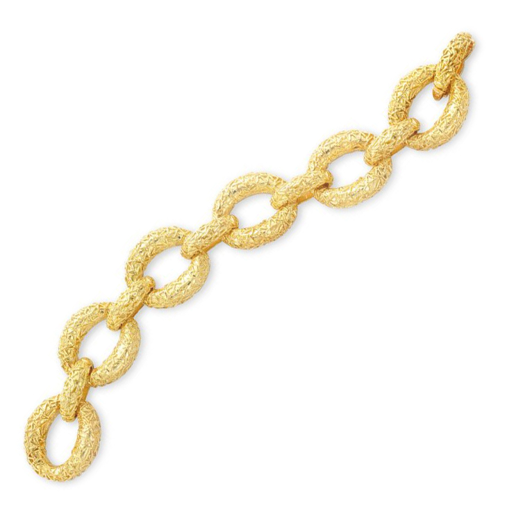 A Textured Gold Oval Link Bracelet, by Van Cleef & Arpels, circa 1970