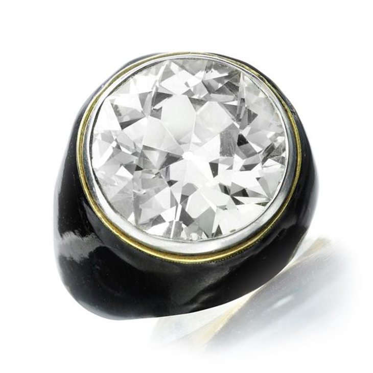 An Early 20th Century Old European-cut Diamond and Enamel Ring