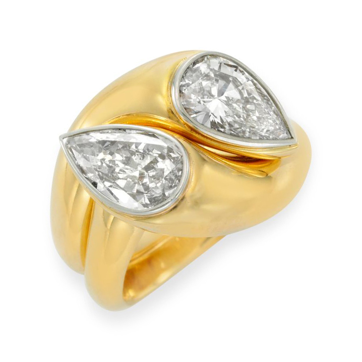 A Twin Stone Diamond and Gold Ring