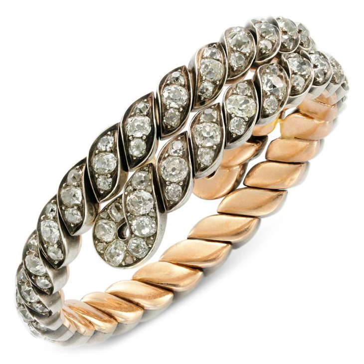 An Antique Old European Diamond Curbed Bracelet, circa 1890