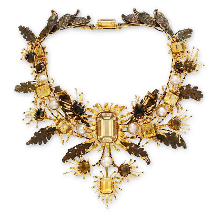 A Multi-Gem and Gold Necklace, by Tony Duquette, circa 1960