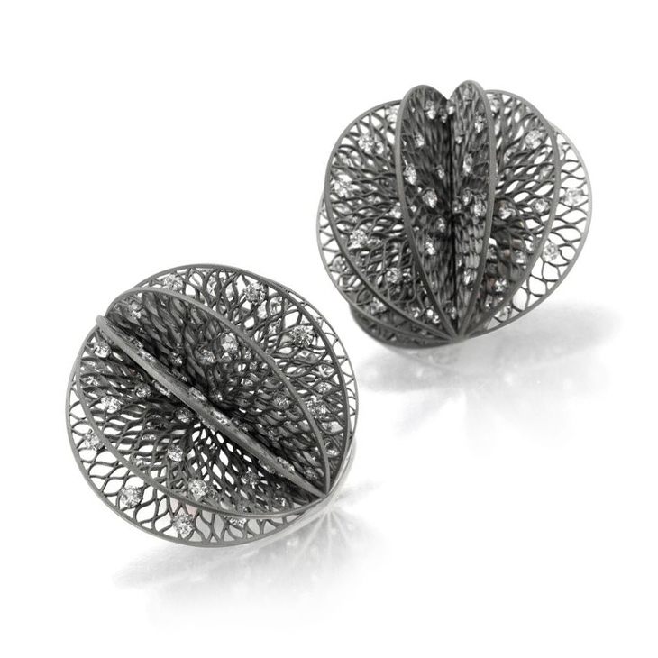 A Pair of Diamond and Titanium Ear Clips, by SABBA