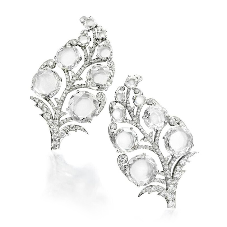 A Pair of Diamond and Platinum 'Paisley' Ear Clips, by Bhagat