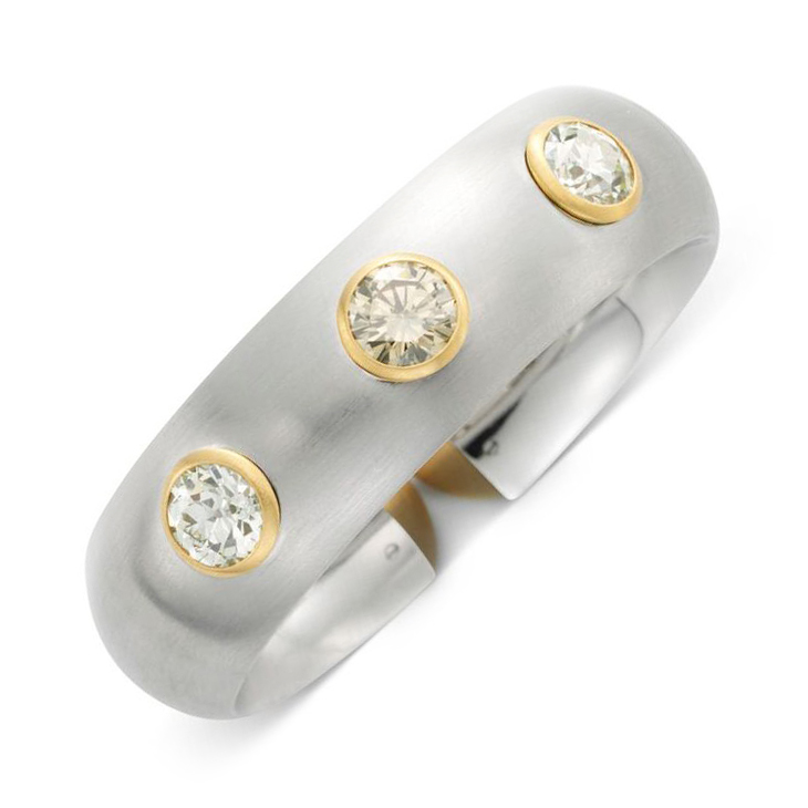 A Diamond, Gold and Brushed White Gold Cuff Bracelet, by Hemmerle