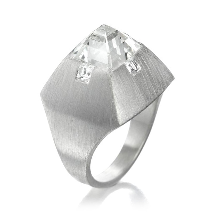 A Diamond and Brushed Platinum Ring, by Bhagat