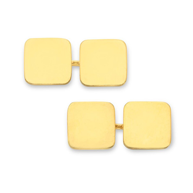 A Pair of Gold Plaque Cufflinks, by Cartier