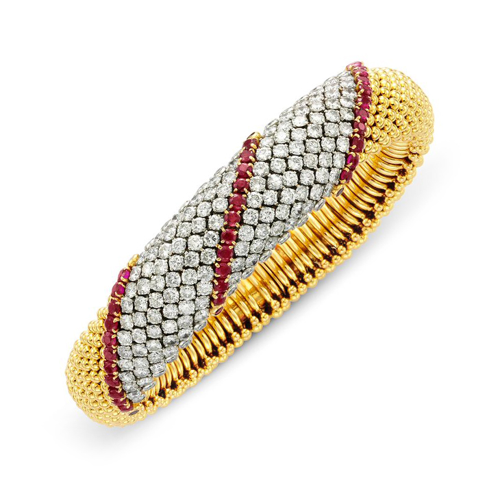 A Ruby and Diamond 'CousCous' Bracelet, by Van Cleef & Arpels, circa 1960