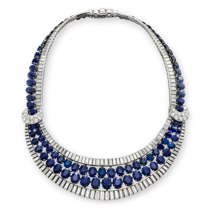 A Sapphire and Diamond 'Bib' Necklace, by Van Cleef & Arpels, circa 1950