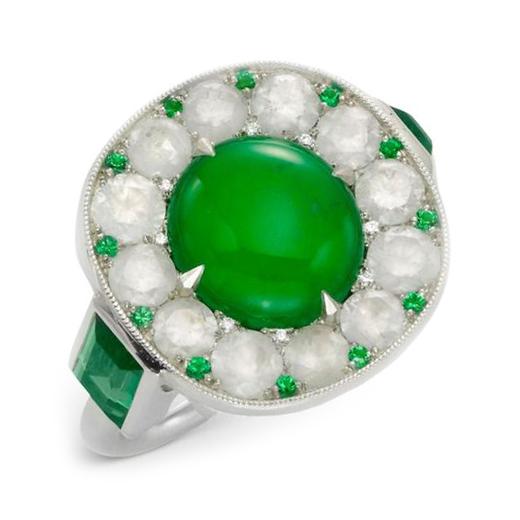A Jade, Emerald and Diamond Ring, by SABBA